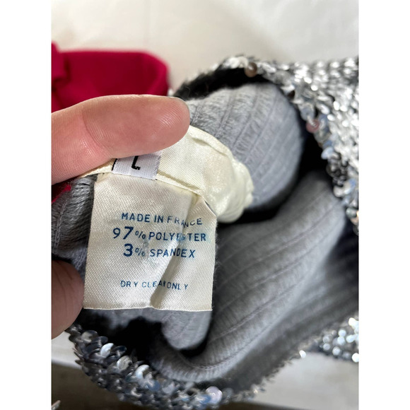 Vintage 1970s Silver Sequin Tube Skirt Top Festive Holiday One Size - Picture 11 of 11